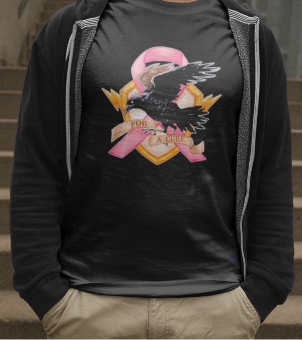 Jordan Crowe Breast Cancer Awareness Pink Ribbon Crow T-Shirt