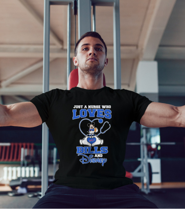 Just A Nurse Who Loves Buffalo Bills Mickey Mouse Disney Stethoscope T-Shirt