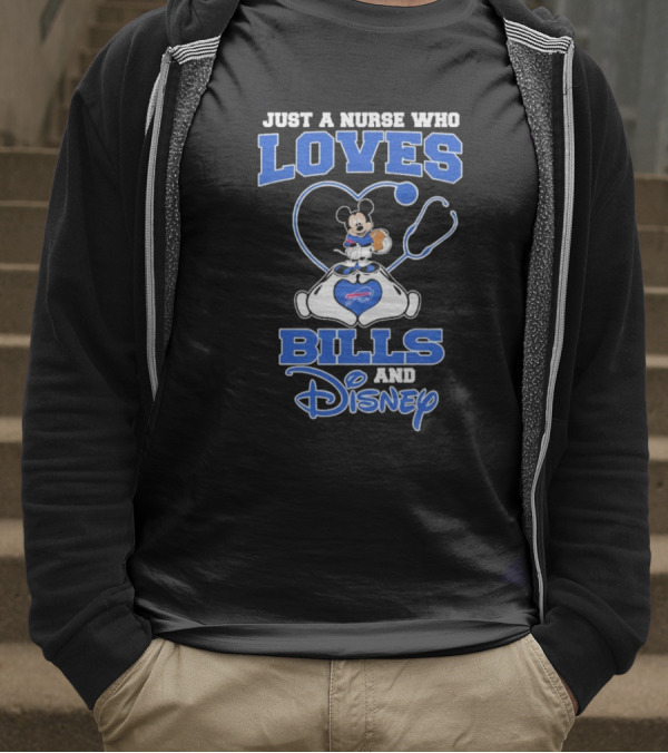 Just A Nurse Who Loves Buffalo Bills Mickey Mouse Disney Stethoscope T-Shirt