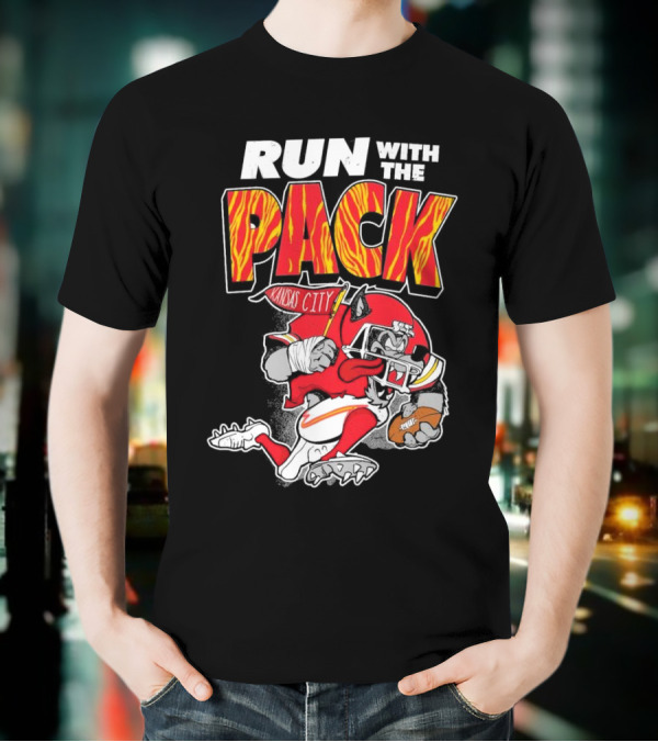 Run With The Pack Kansas City Chiefs KC Wolf 2025 T-Shirt