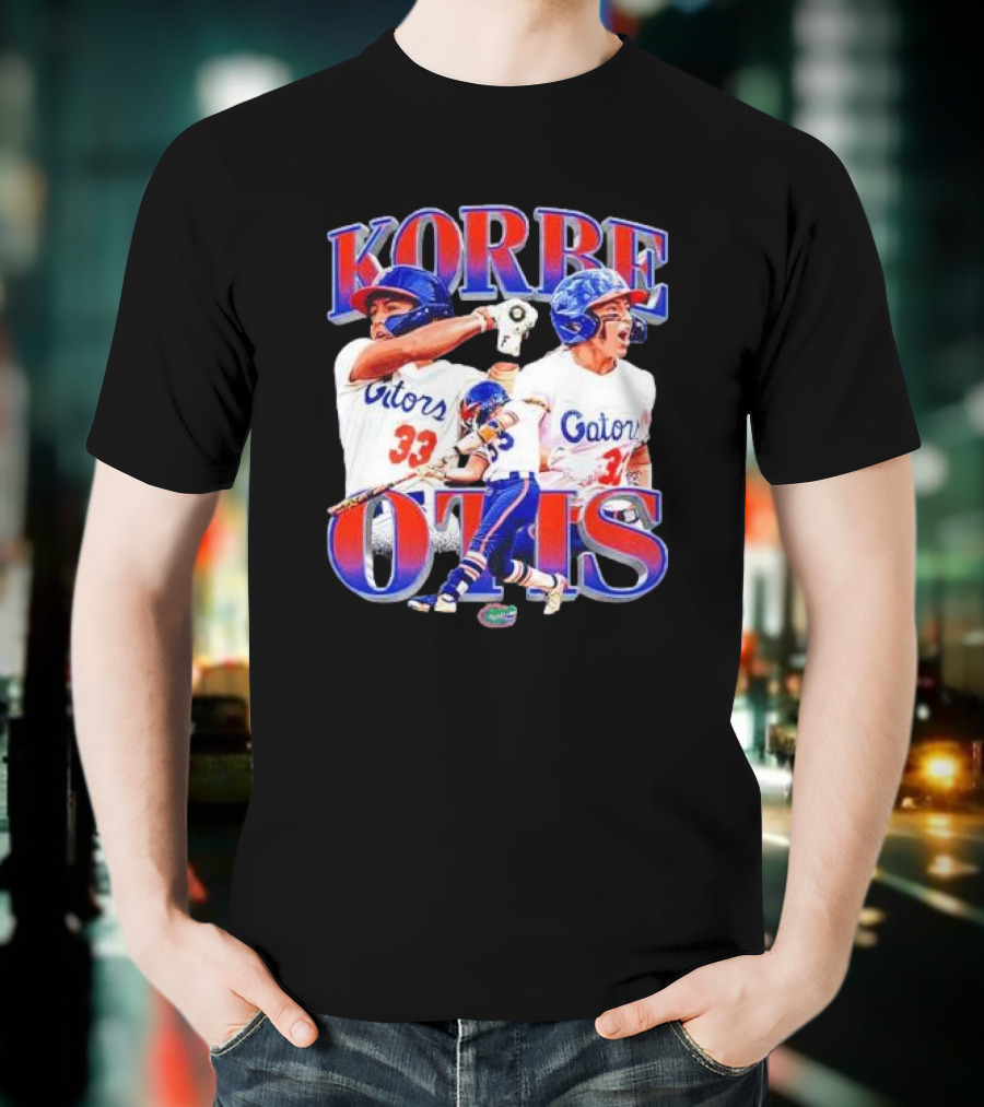 Korbe Otis Florida Gators Softball Player 33 Gators Blue Helmet Collage T-Shirt