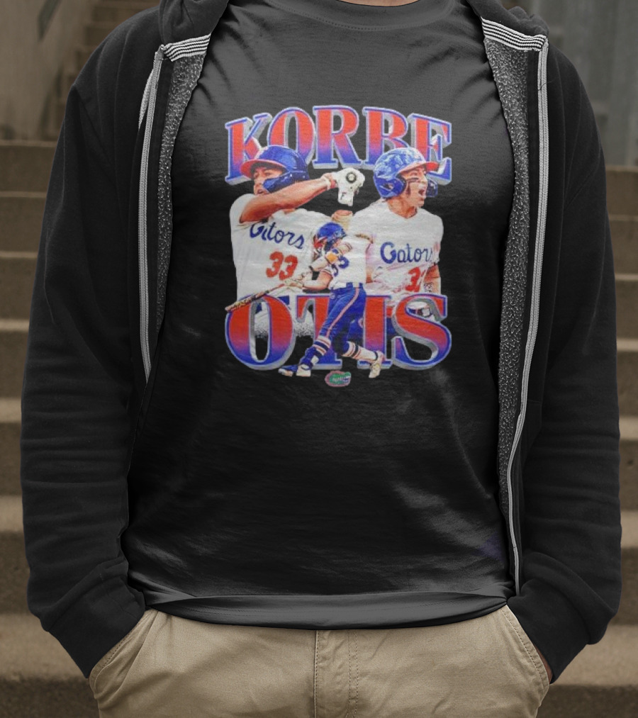 Korbe Otis Florida Gators Softball Player 33 Gators Blue Helmet Collage T-Shirt