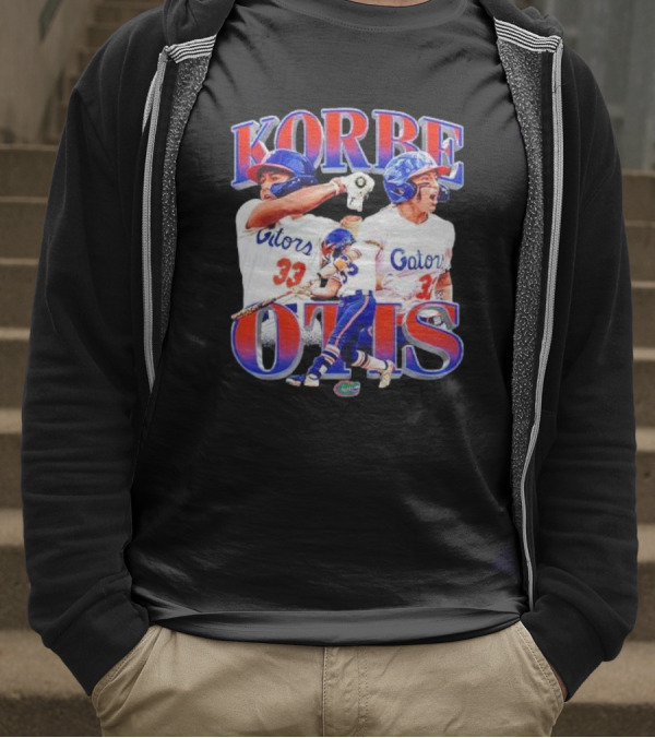 Korbe Otis Florida Gators Softball Player 33 Gators Blue Helmet Collage T-Shirt