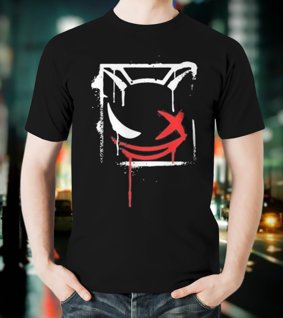 Kreekcraft Graffiti Smiling Face With Dripping Red X T-Shirt