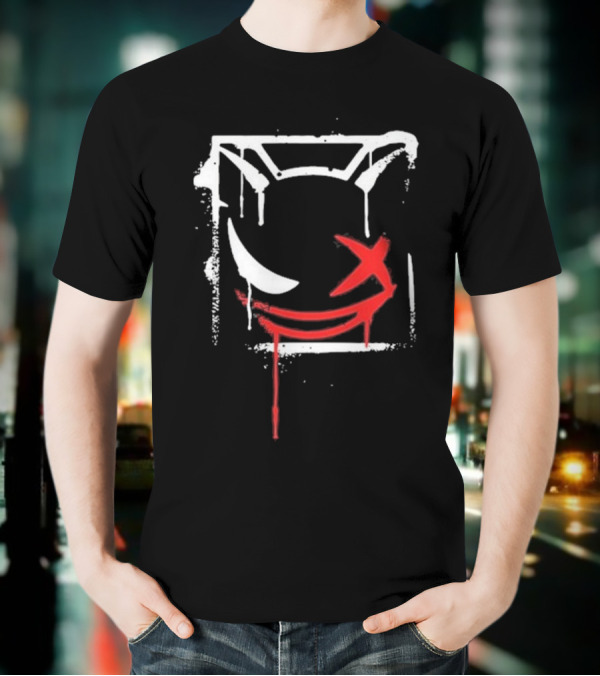 Kreekcraft Graffiti Smiling Face With Dripping Red X T-Shirt