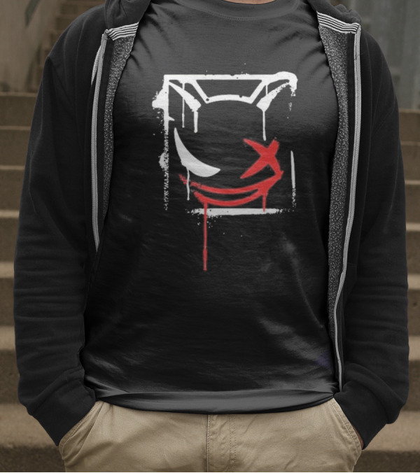 Kreekcraft Graffiti Smiling Face With Dripping Red X T-Shirt