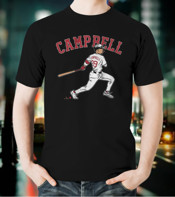 CAMPBELL 28 Baseball Player Swing Illustration T-Shirt