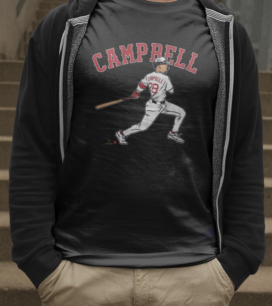 CAMPBELL 28 Baseball Player Swing Illustration T-Shirt
