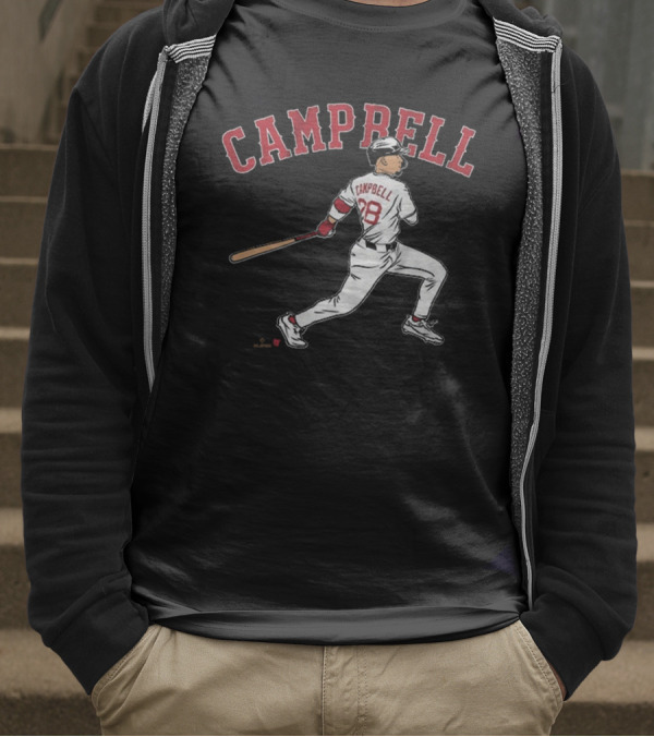 CAMPBELL 28 Baseball Player Swing Illustration T-Shirt