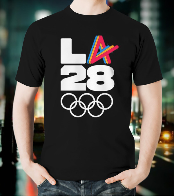LA 2028 Olympics Multicolor Logo With Rings T-Shirt