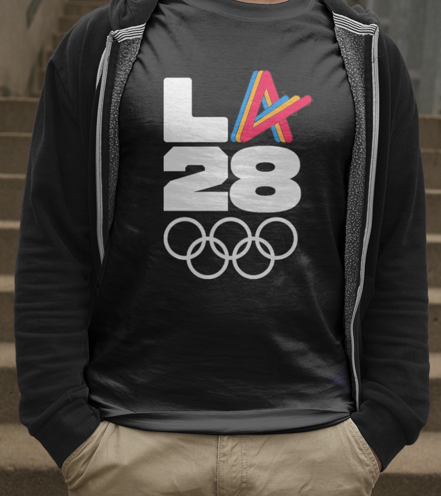 LA 2028 Olympics Multicolor Logo With Rings T-Shirt