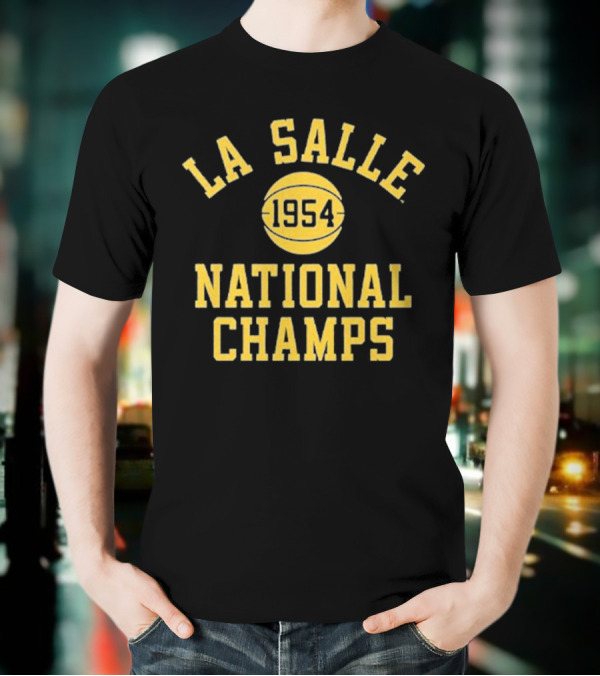 La Salle 1954 Basketball National Champs Retro Sports Arch Text Design T-Shirt