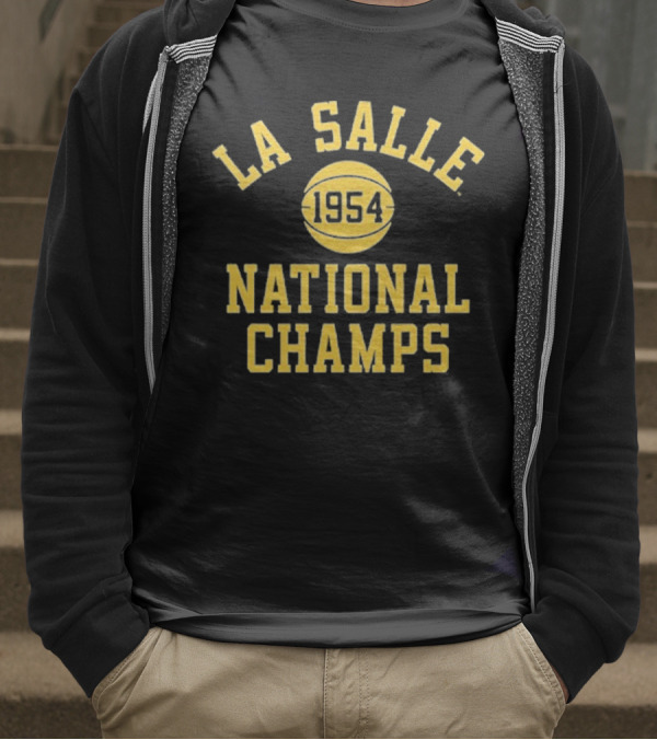 La Salle 1954 Basketball National Champs Retro Sports Arch Text Design T-Shirt