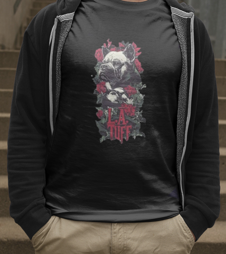 L.A. Tuff Bulldog With Roses 2025 T-Shirt