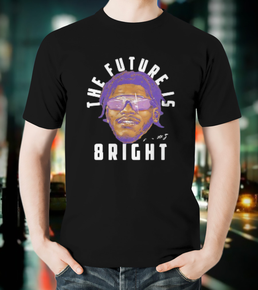 Lamar Jackson Baltimore Ravens NFL Football The Future Is Bright Vintage Sunglasses Signature T-Shirt