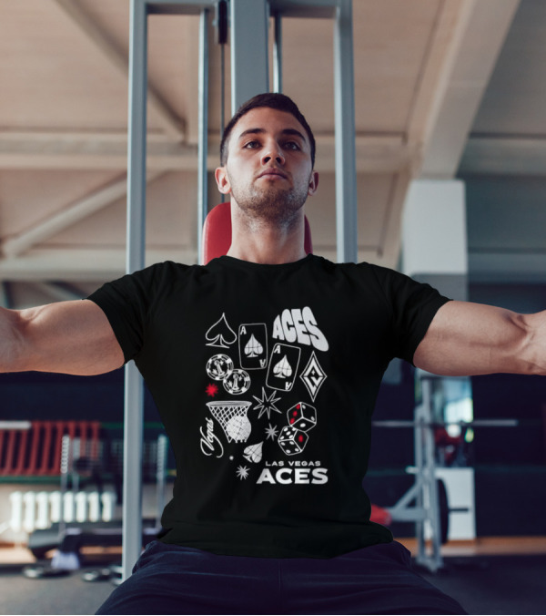Las Vegas Aces Playing Cards Dice Basketball Hoop Casino Elements T-Shirt