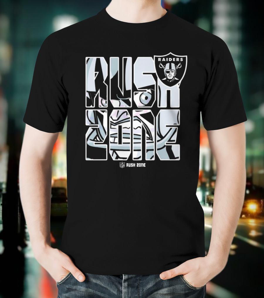 Las Vegas Raiders NFL Rush Zone Cartoon Raiders Shield T-Shirt