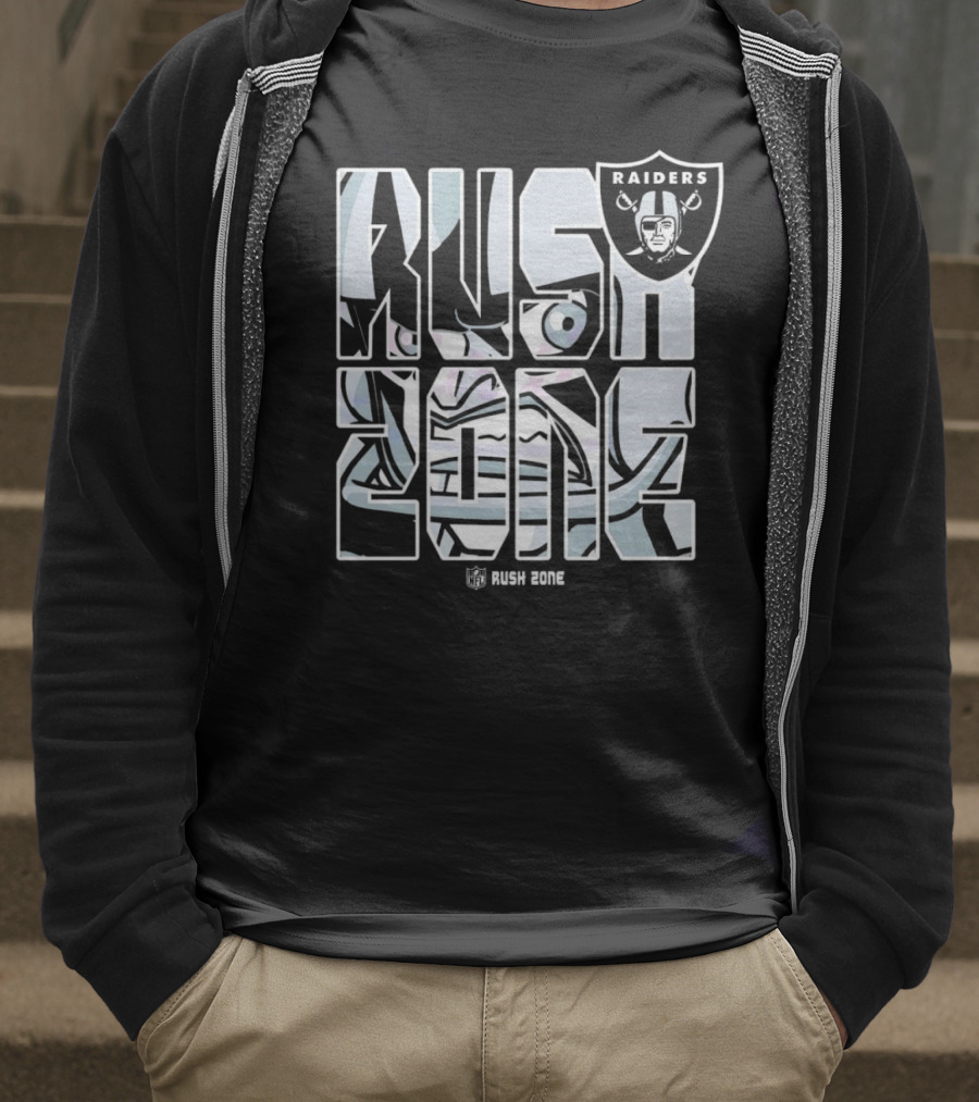 Las Vegas Raiders NFL Rush Zone Cartoon Raiders Shield T-Shirt