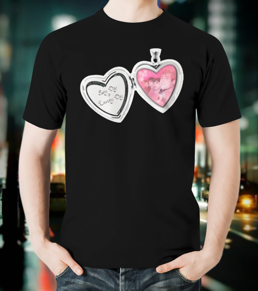Every Day Laundry Day Heart Locket Pink Photo Charm T-Shirt