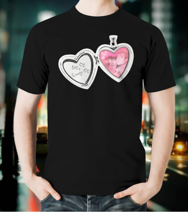 Every Day Laundry Day Heart Locket Pink Photo Charm T-Shirt