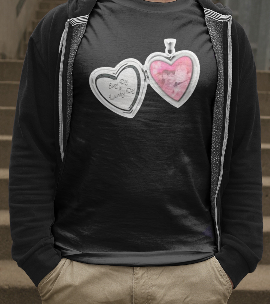 Every Day Laundry Day Heart Locket Pink Photo Charm T-Shirt