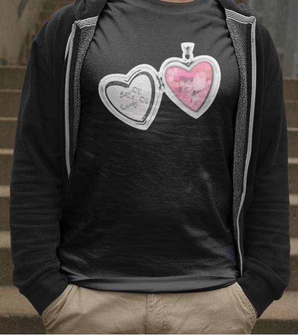 Every Day Laundry Day Heart Locket Pink Photo Charm T-Shirt