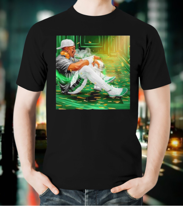 Legendary Jalen Hurts Smoking Cigar MVP Champs Celebration Green Aura T-Shirt
