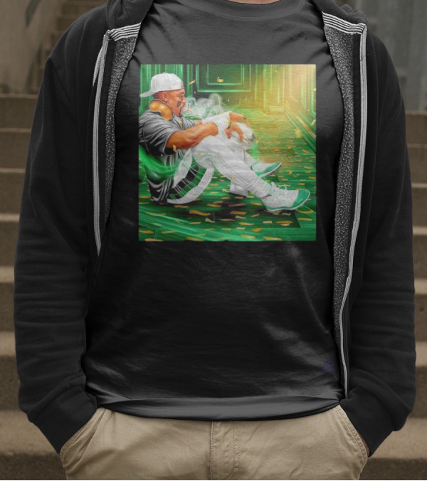 Legendary Jalen Hurts Smoking Cigar MVP Champs Celebration Green Aura T-Shirt