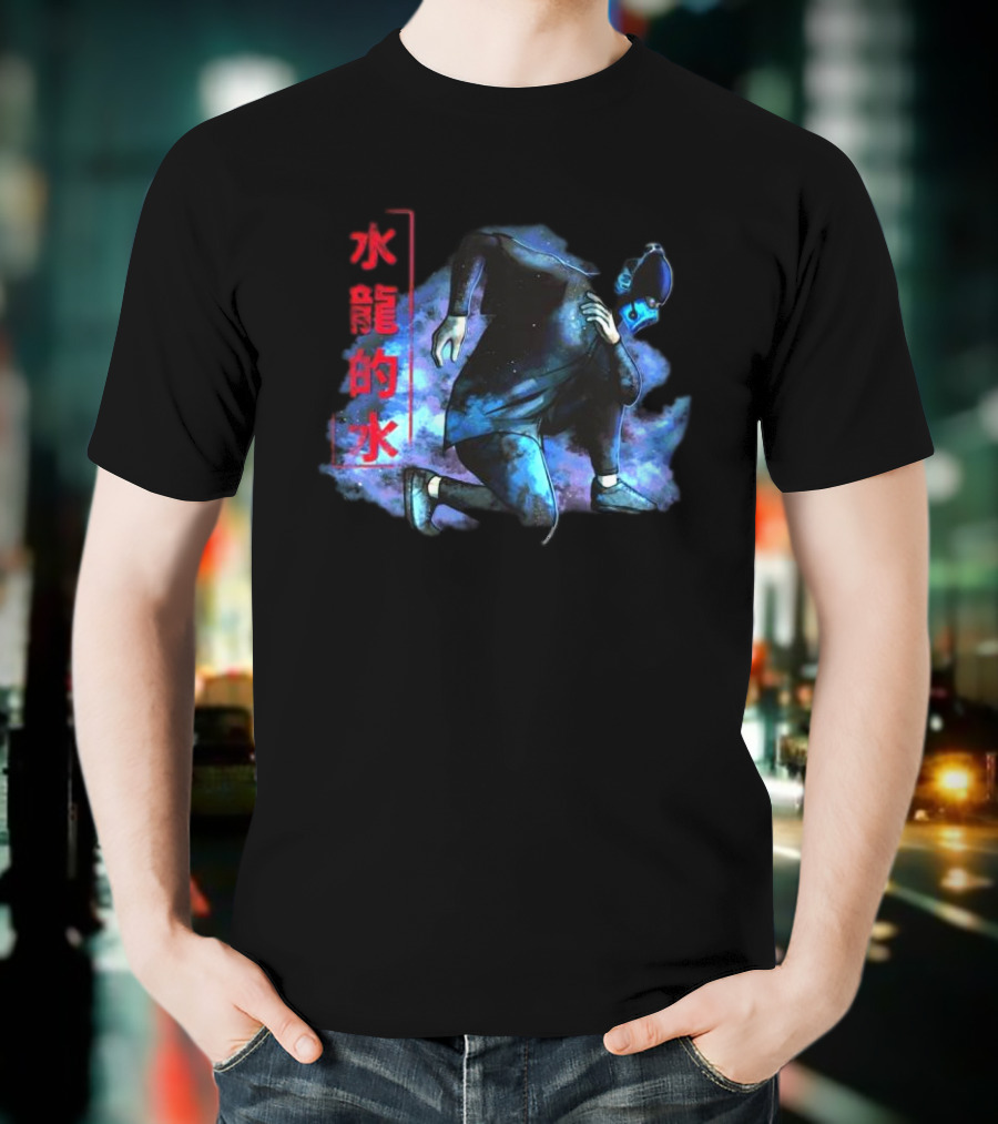 Lin Kuei Armory Icy Water Dragons Masked Figure In Blue Aura T-Shirt