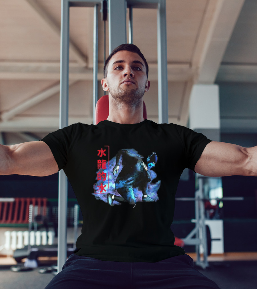 Lin Kuei Armory Icy Water Dragons Masked Figure In Blue Aura T-Shirt