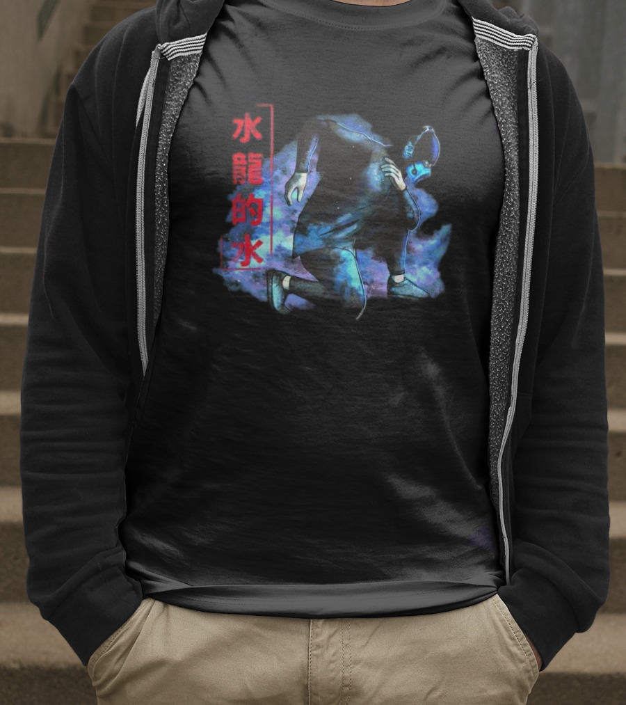 Lin Kuei Armory Icy Water Dragons Masked Figure In Blue Aura T-Shirt