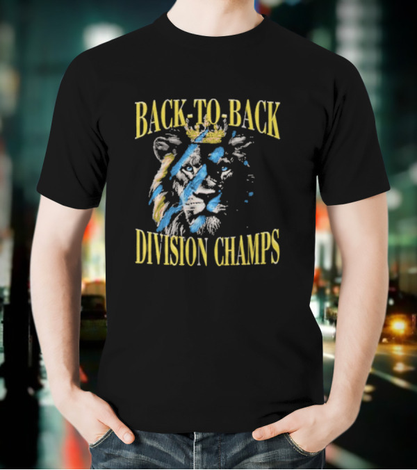 Back To Back Division Champs Lion With Crown Stripes T-Shirt