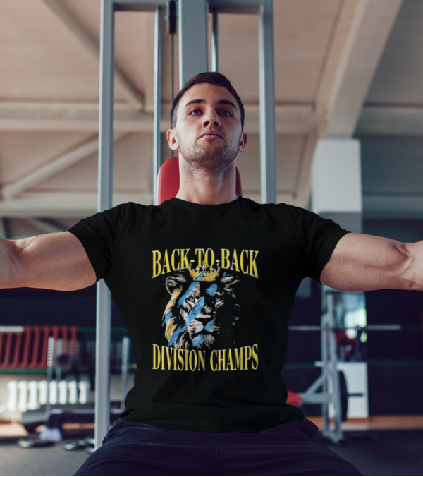 Back To Back Division Champs Lion With Crown Stripes T-Shirt