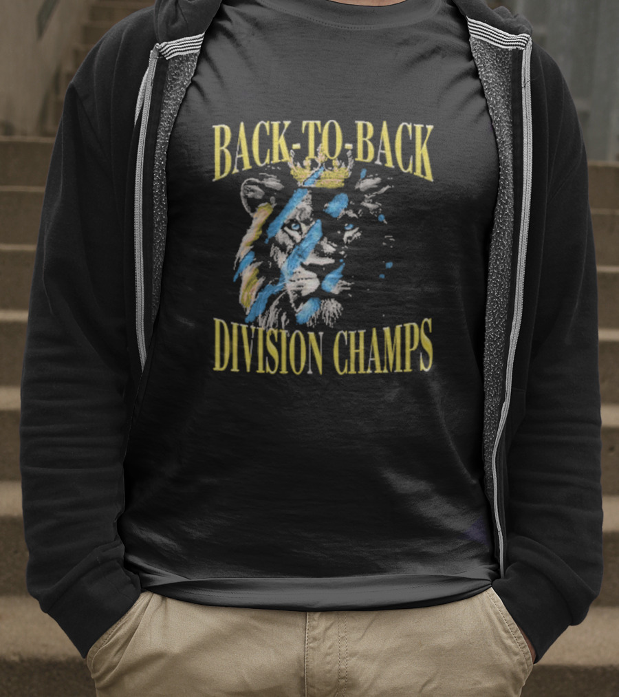 Back To Back Division Champs Lion With Crown Stripes T-Shirt