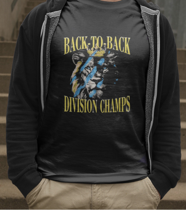 Back To Back Division Champs Lion With Crown Stripes T-Shirt