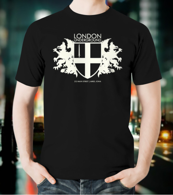 London Underground 232 Main Street Ames Iowa Heraldic Crest Design T-Shirt