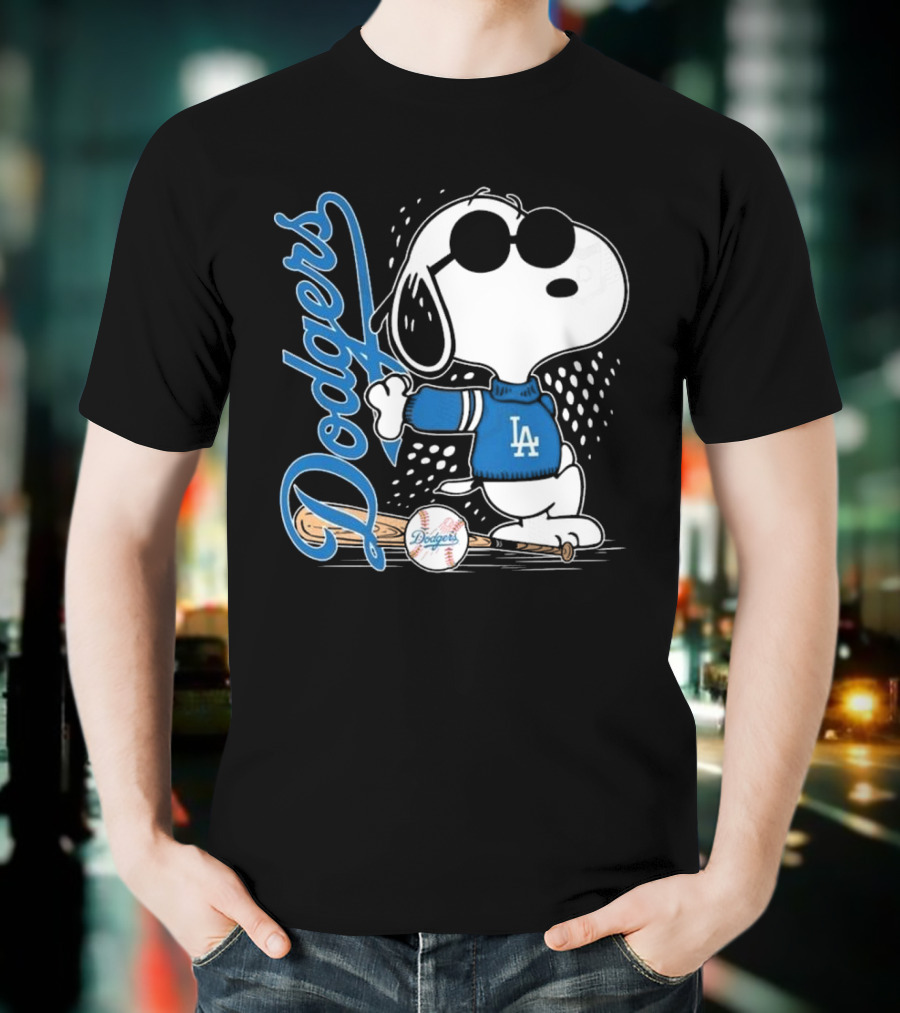 Los Angeles Dodgers Snoopy MLB 2025 Peanuts Baseball Collaboration T-Shirt