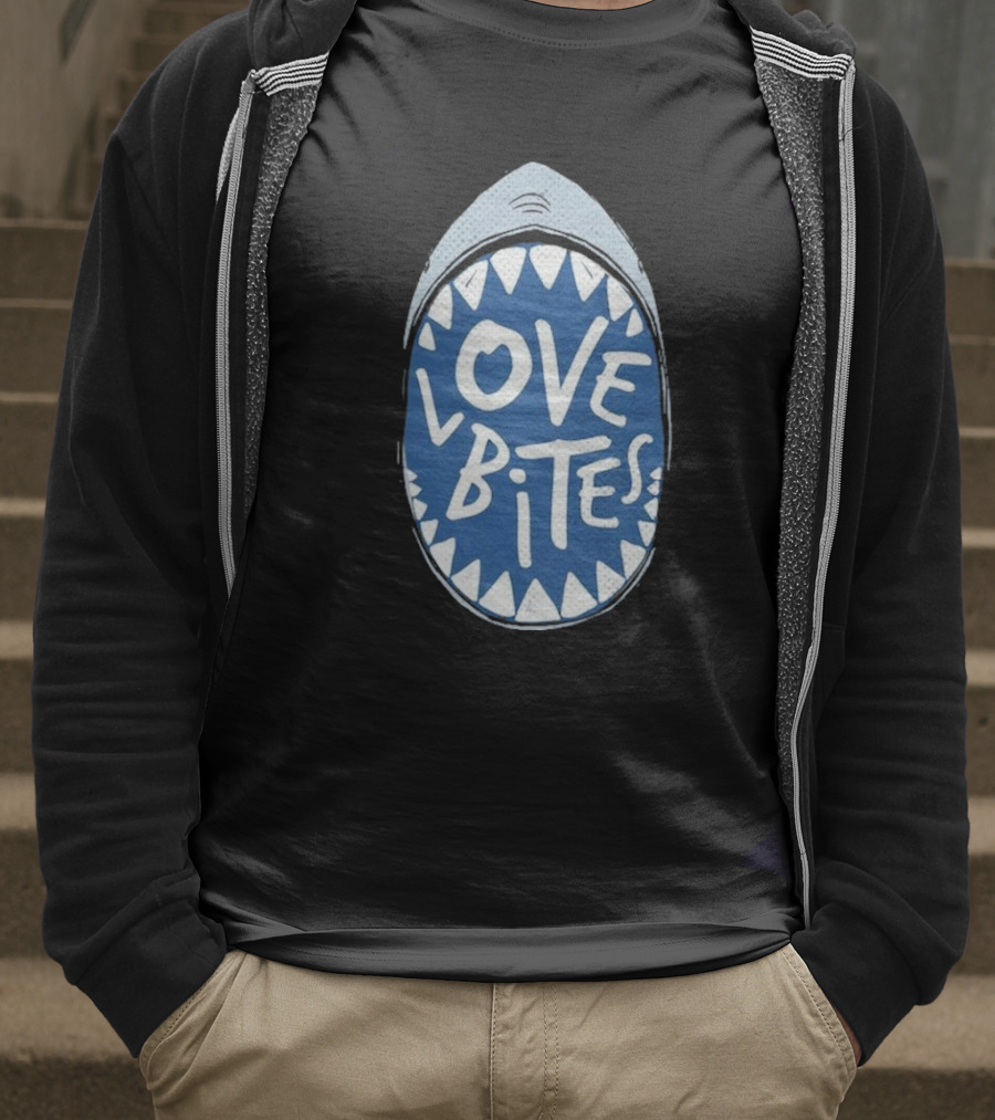 Love Bites Shark Mouth Teeth Graphic T-Shirt