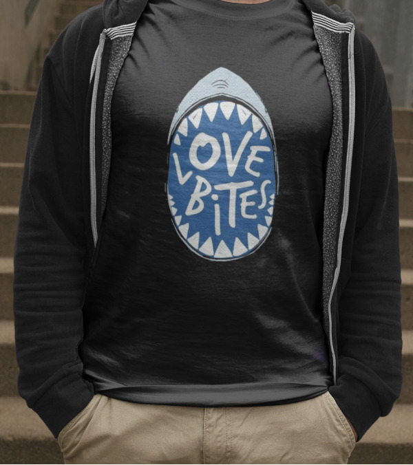 Love Bites Shark Mouth Teeth Graphic T-Shirt