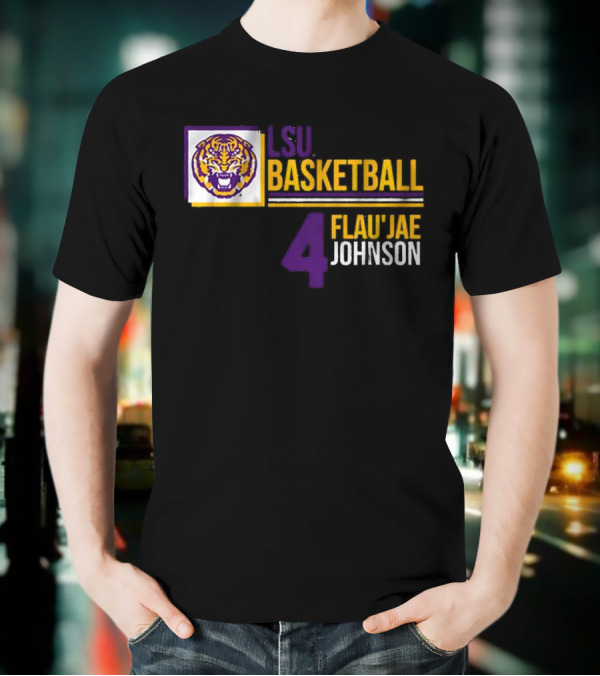 LSU Basketball Flau’Jae Johnson 4 Tiger Logo T-Shirt