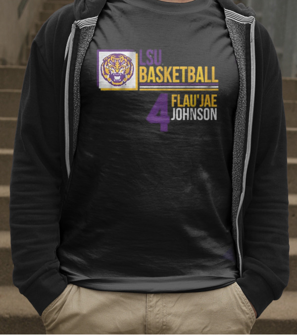 LSU Basketball Flau’Jae Johnson 4 Tiger Logo T-Shirt