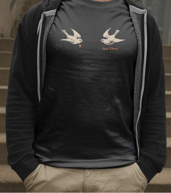 Lucy Dacus Birds With Swallows Text And Heart Symbol T-Shirt