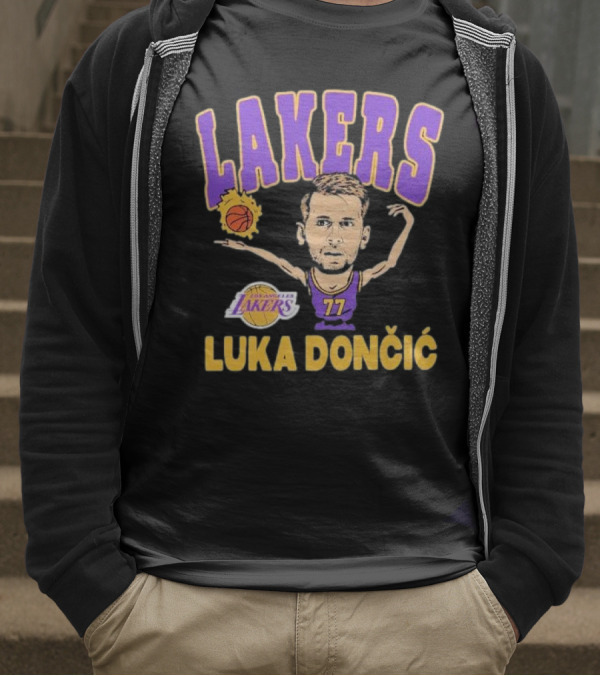 Luka Dončić Los Angeles Lakers Basketball Caricature 77 T-Shirt
