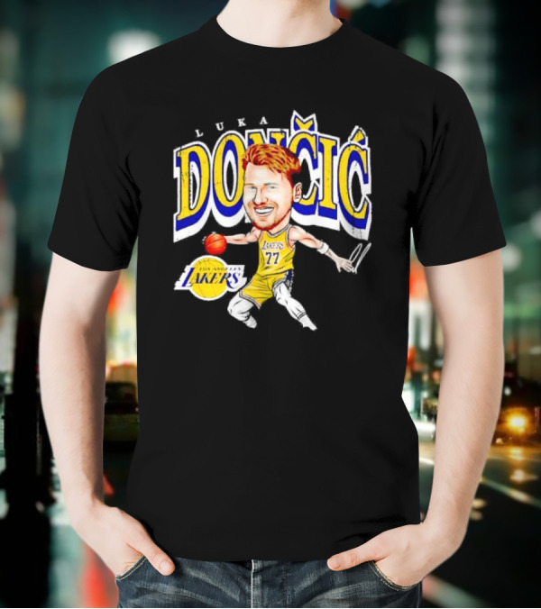 Luka Doncic Los Angeles Lakers Cartoon Lakers Logo T-Shirt