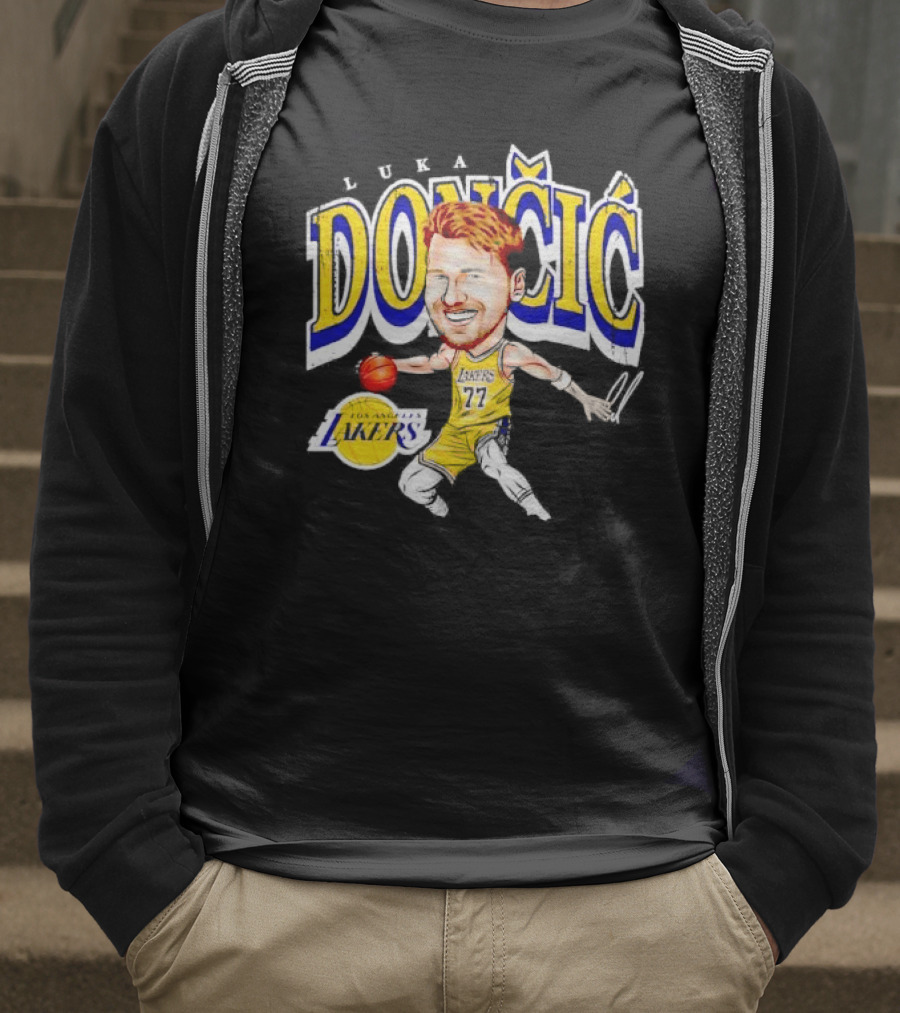 Luka Doncic Los Angeles Lakers Cartoon Lakers Logo T-Shirt