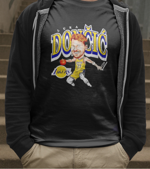 Luka Doncic Los Angeles Lakers Cartoon Lakers Logo T-Shirt