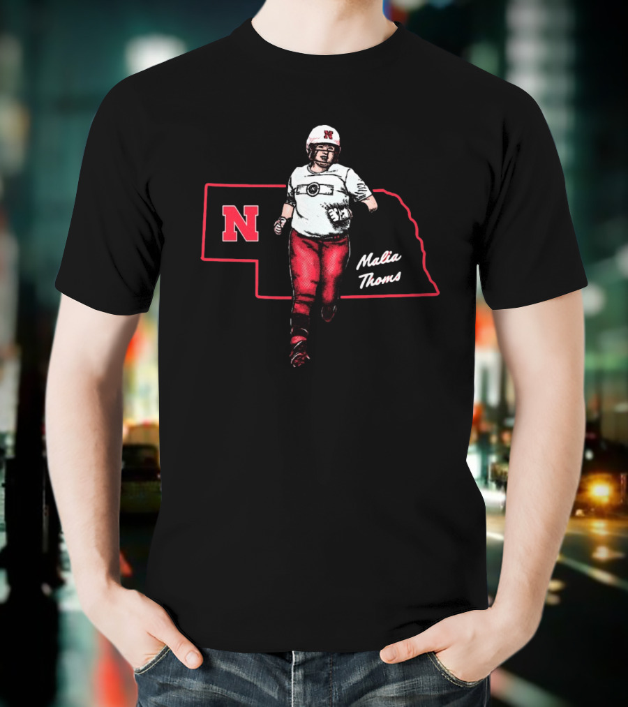 Malia Thoms Nebraska Cornhuskers Softball NCAA 2025 Hometown Hero T-Shirt