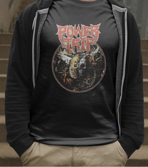 Power Trip Manifest Decimation Saw Blade Skull Circle T-Shirt