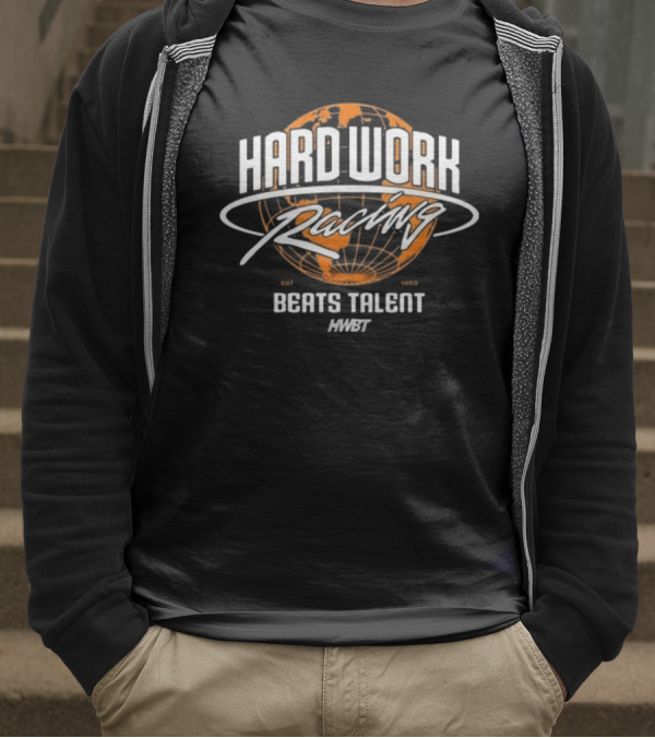 Hard Work Racing Beats Talent Global Map Hngte T-Shirt
