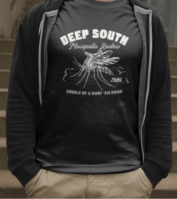 Deep South Mosquito Rodeo Saddle Up And Swat 'Em Down 1986 T-Shirt